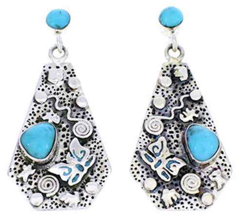 Turquoise Butterfly Sterling Silver Post Dangle Earrings AW71121